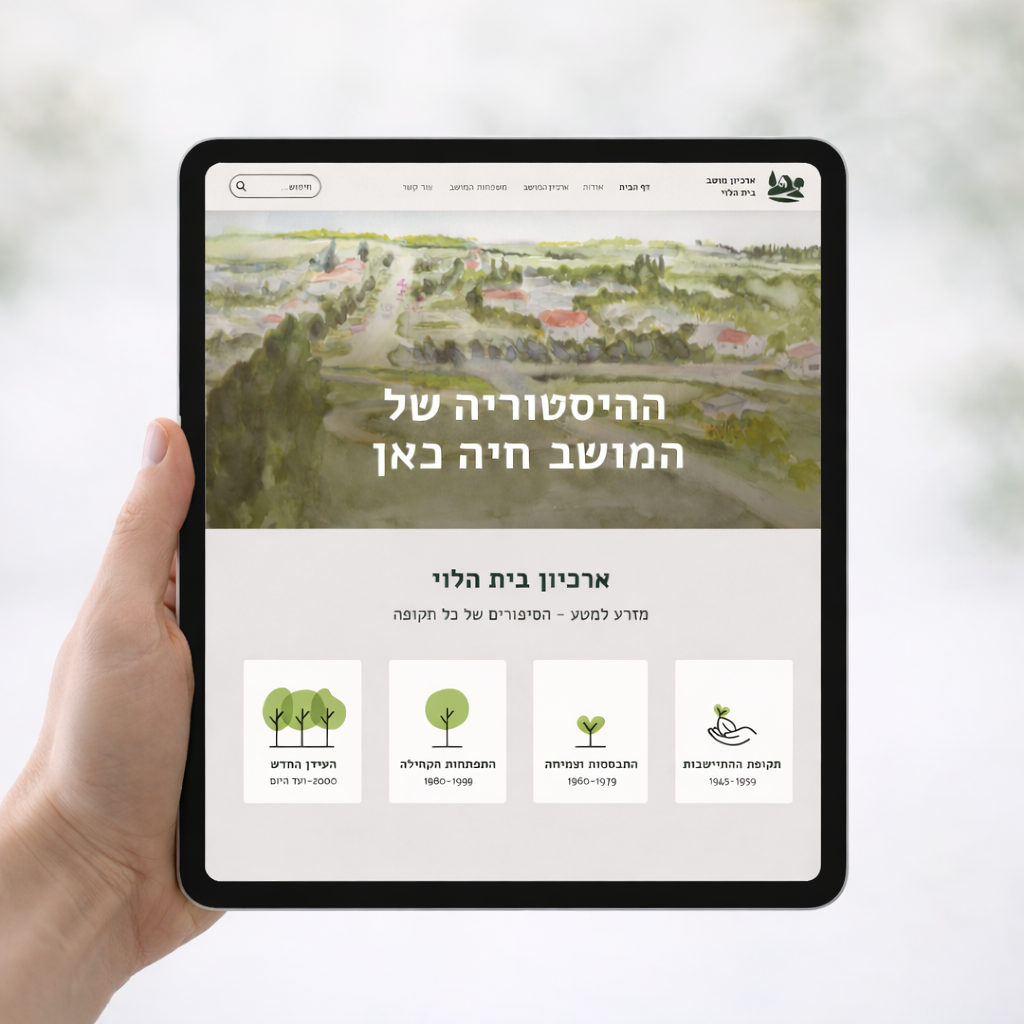 פיתוח אתר עבור: מושב בית הלוי | שיר בלום - יוצרת אתרים מתוך חיבור